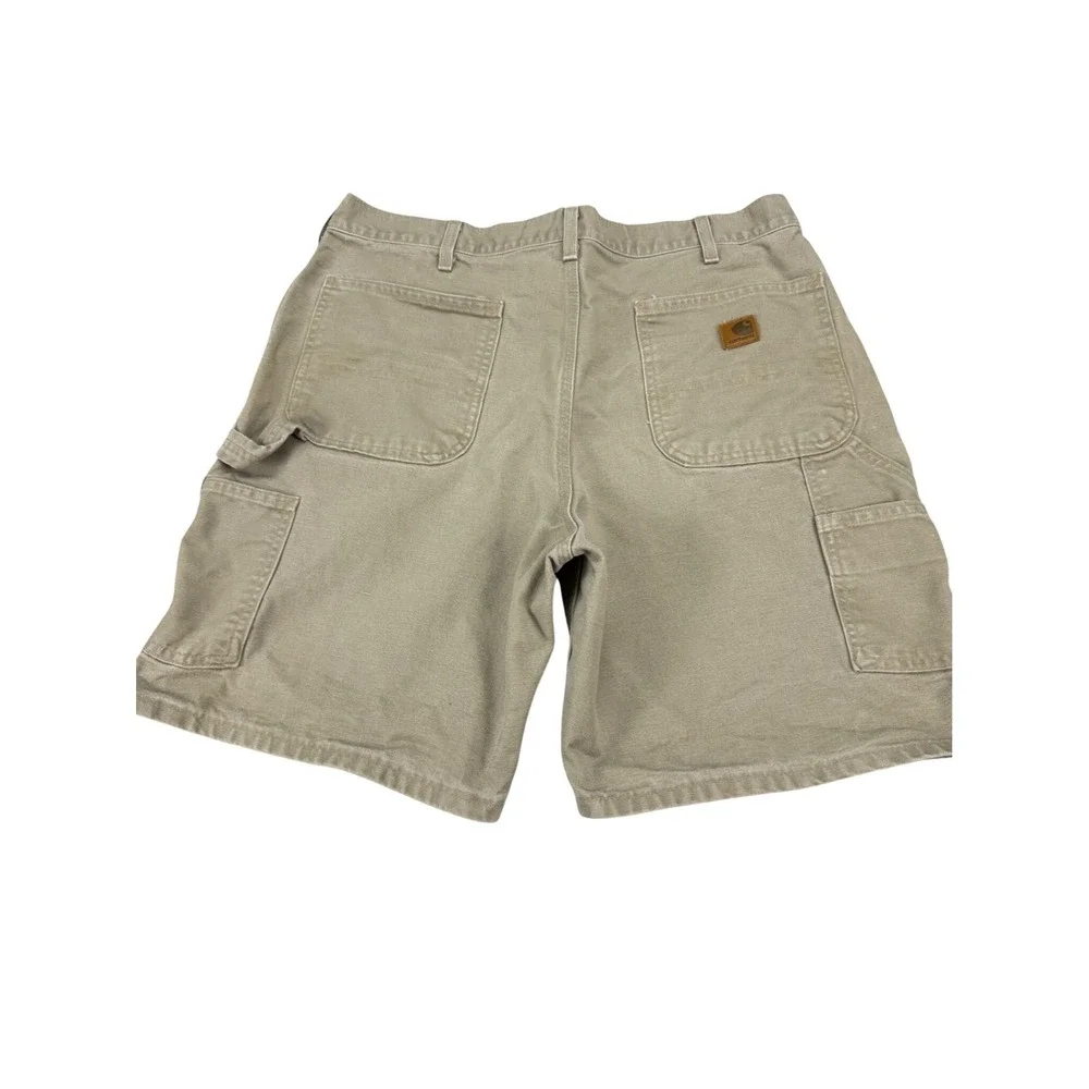 Carhartt‎ B28 DES Mens 36 Canvas Carpenter Shorts Desert Tan Distressed Workwear